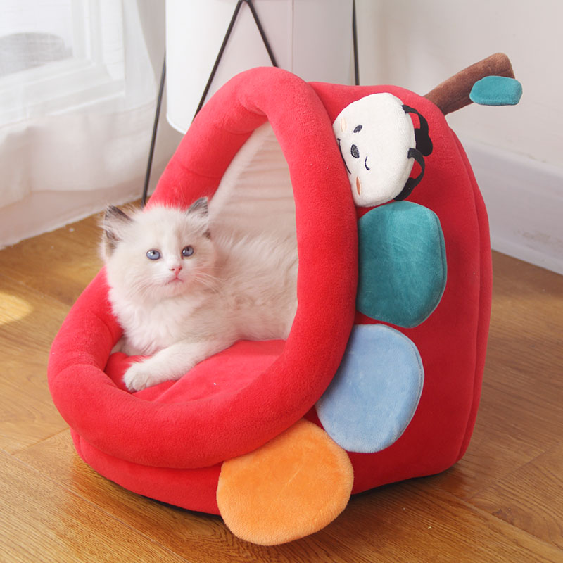 Cozy Cat Cave House — Washable Semi-Enclosed Pet Bed