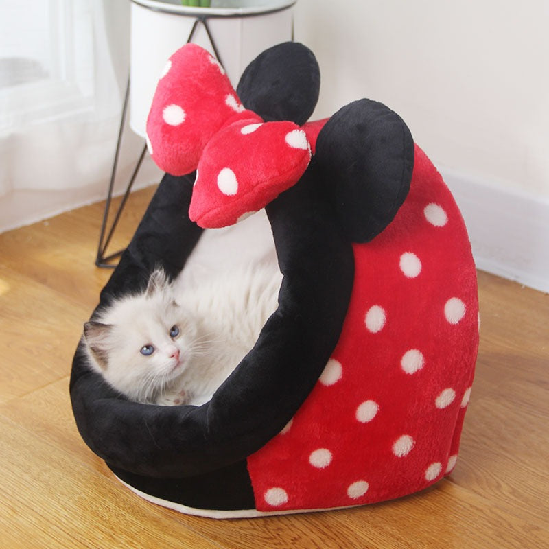 Cozy Cat Cave House — Washable Semi-Enclosed Pet Bed